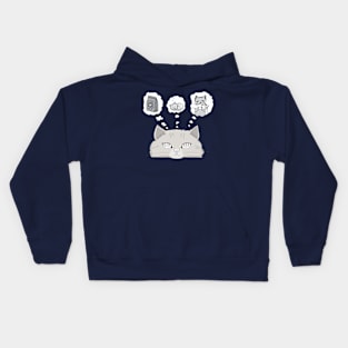 Cute Grey Cat Thinking Kids Hoodie